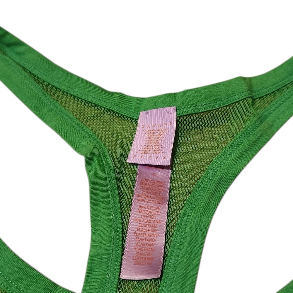 Women’s 1X Savage X Fenty Green Kiwi Nothin' But Net Slip - Picture 2 of 4